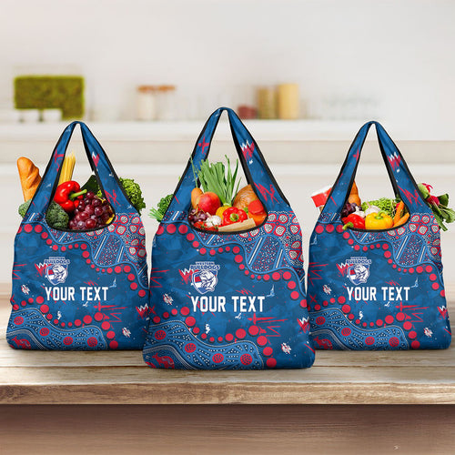 Personalized Western Bulldogs Grocery Bag Aboriginal Pattern with Graffiti Style