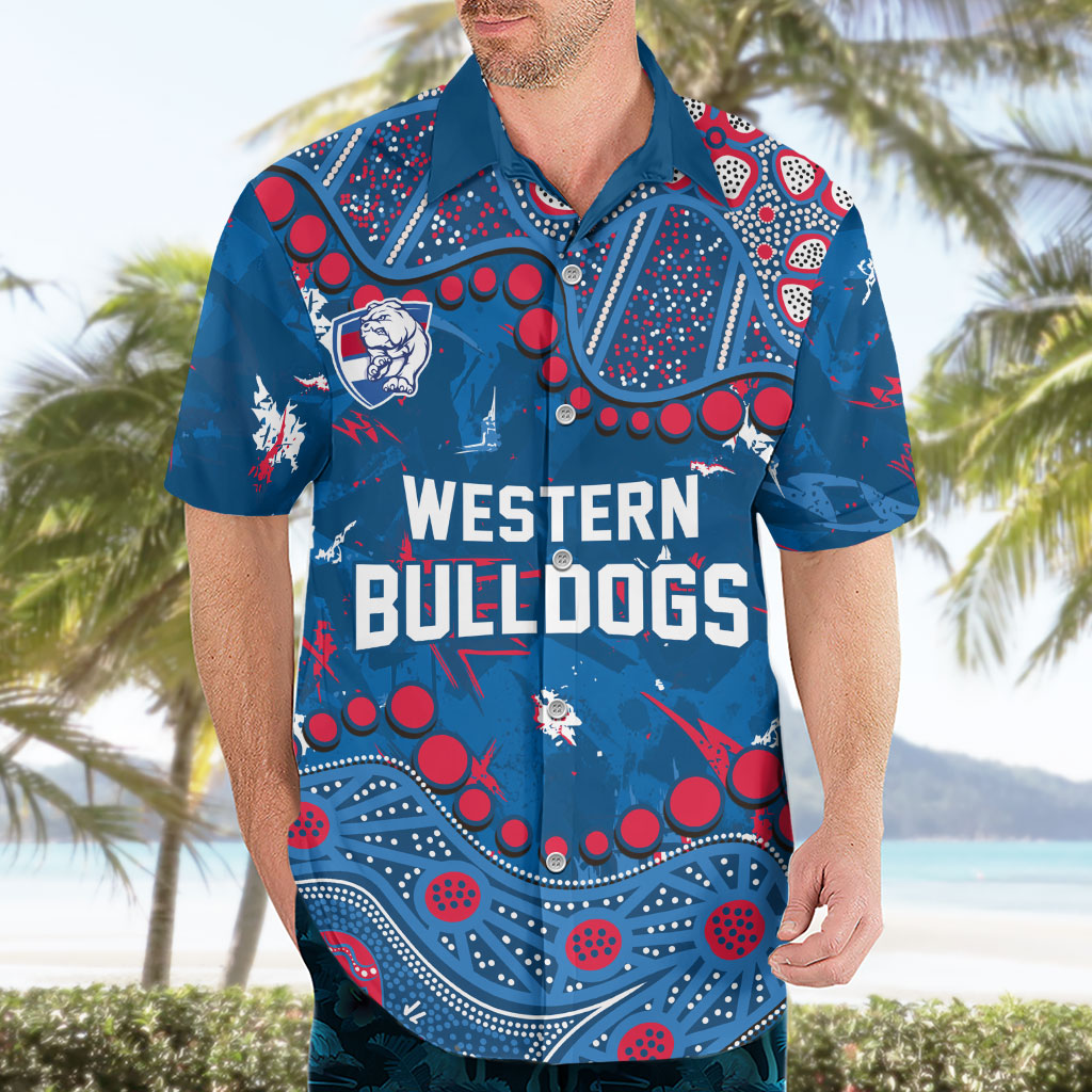 Personalized Western Bulldogs Hawaiian Shirt Aboriginal Pattern with Graffiti Style