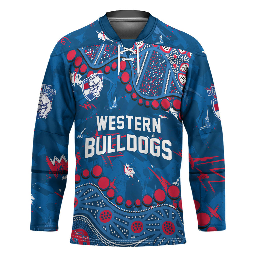 Personalized Western Bulldogs Hockey Jersey Aboriginal Pattern with Graffiti Style