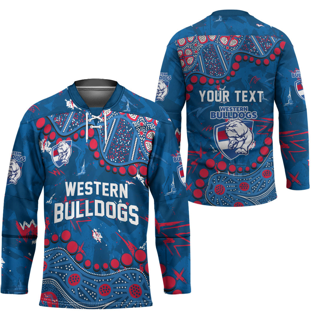 Personalized Western Bulldogs Hockey Jersey Aboriginal Pattern with Graffiti Style