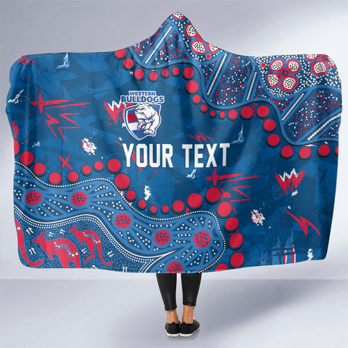 Personalized Western Bulldogs Hooded Blanket Aboriginal Pattern with Graffiti Style