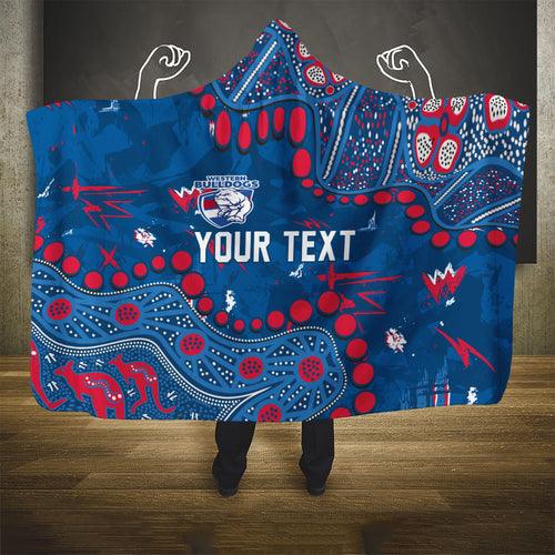 Personalized Western Bulldogs Hooded Blanket Aboriginal Pattern with Graffiti Style