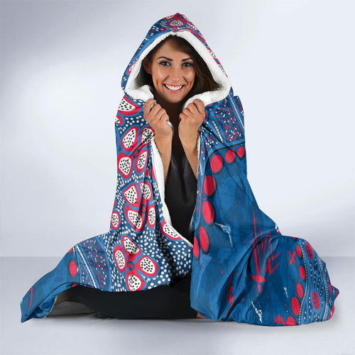 Personalized Western Bulldogs Hooded Blanket Aboriginal Pattern with Graffiti Style