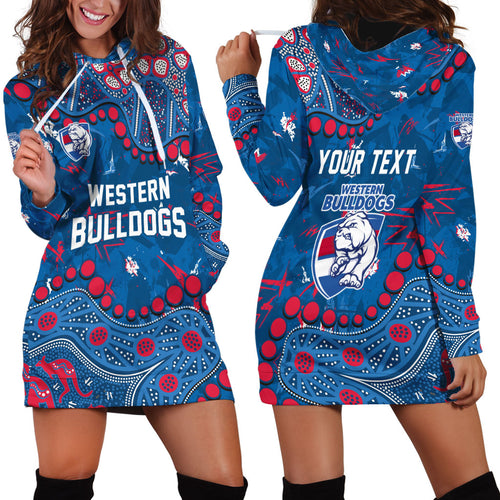Personalized Western Bulldogs Hoodie Dress Aboriginal Pattern with Graffiti Style