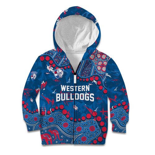 Personalized Western Bulldogs Kid Hoodie Aboriginal Pattern with Graffiti Style