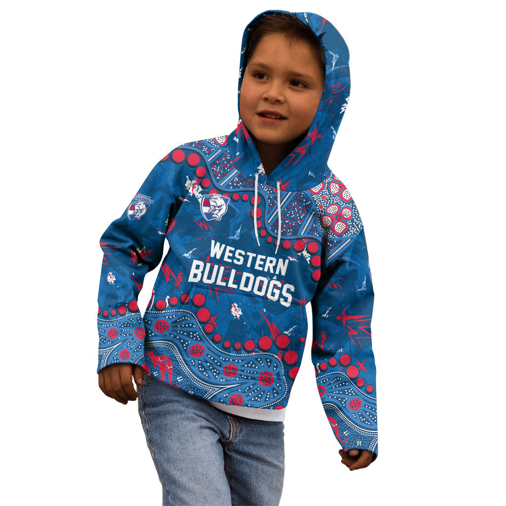 Personalized Western Bulldogs Kid Hoodie Aboriginal Pattern with Graffiti Style
