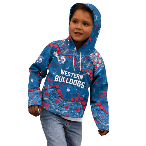 Personalized Western Bulldogs Kid Hoodie Aboriginal Pattern with Graffiti Style