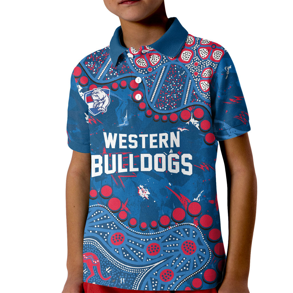 Personalized Western Bulldogs Kid Polo Shirt Aboriginal Pattern with Graffiti Style