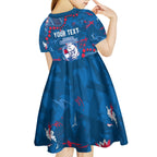 Personalized Western Bulldogs Kid Short Sleeve Dress Aboriginal Pattern with Graffiti Style