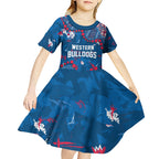 Personalized Western Bulldogs Kid Short Sleeve Dress Aboriginal Pattern with Graffiti Style