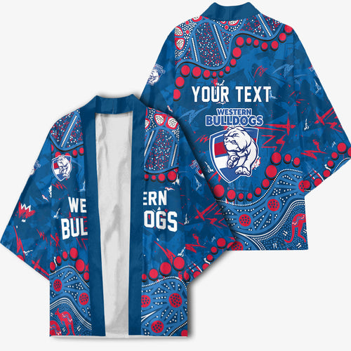 Personalized Western Bulldogs Kimono Aboriginal Pattern with Graffiti Style