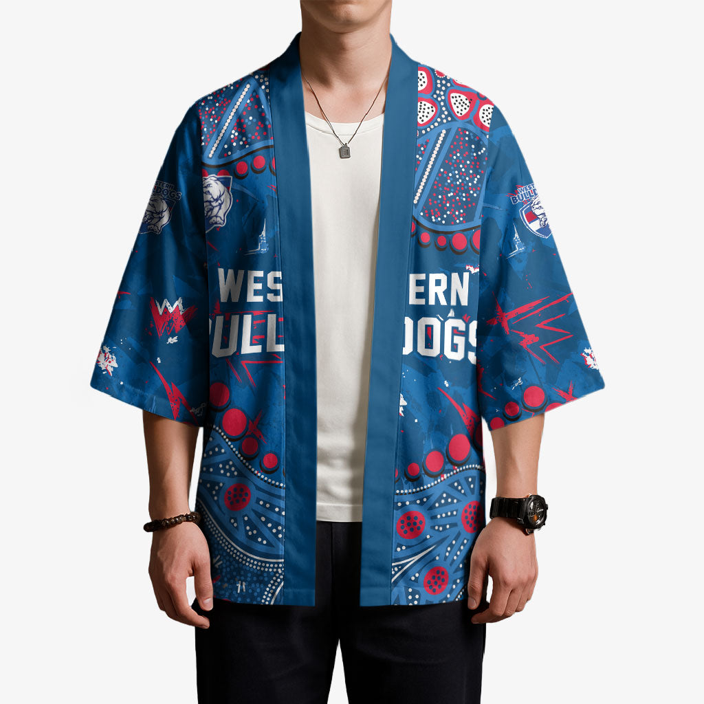 Personalized Western Bulldogs Kimono Aboriginal Pattern with Graffiti Style