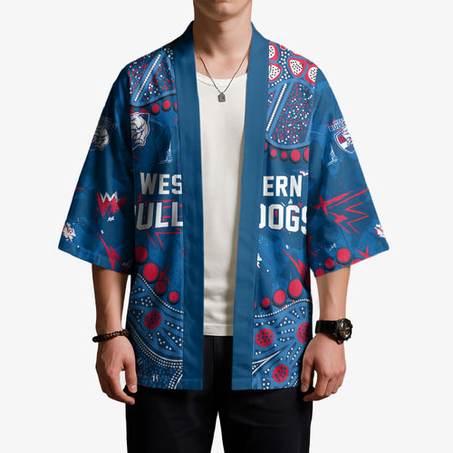 Personalized Western Bulldogs Kimono Aboriginal Pattern with Graffiti Style