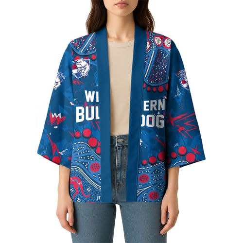 Personalized Western Bulldogs Kimono Aboriginal Pattern with Graffiti Style