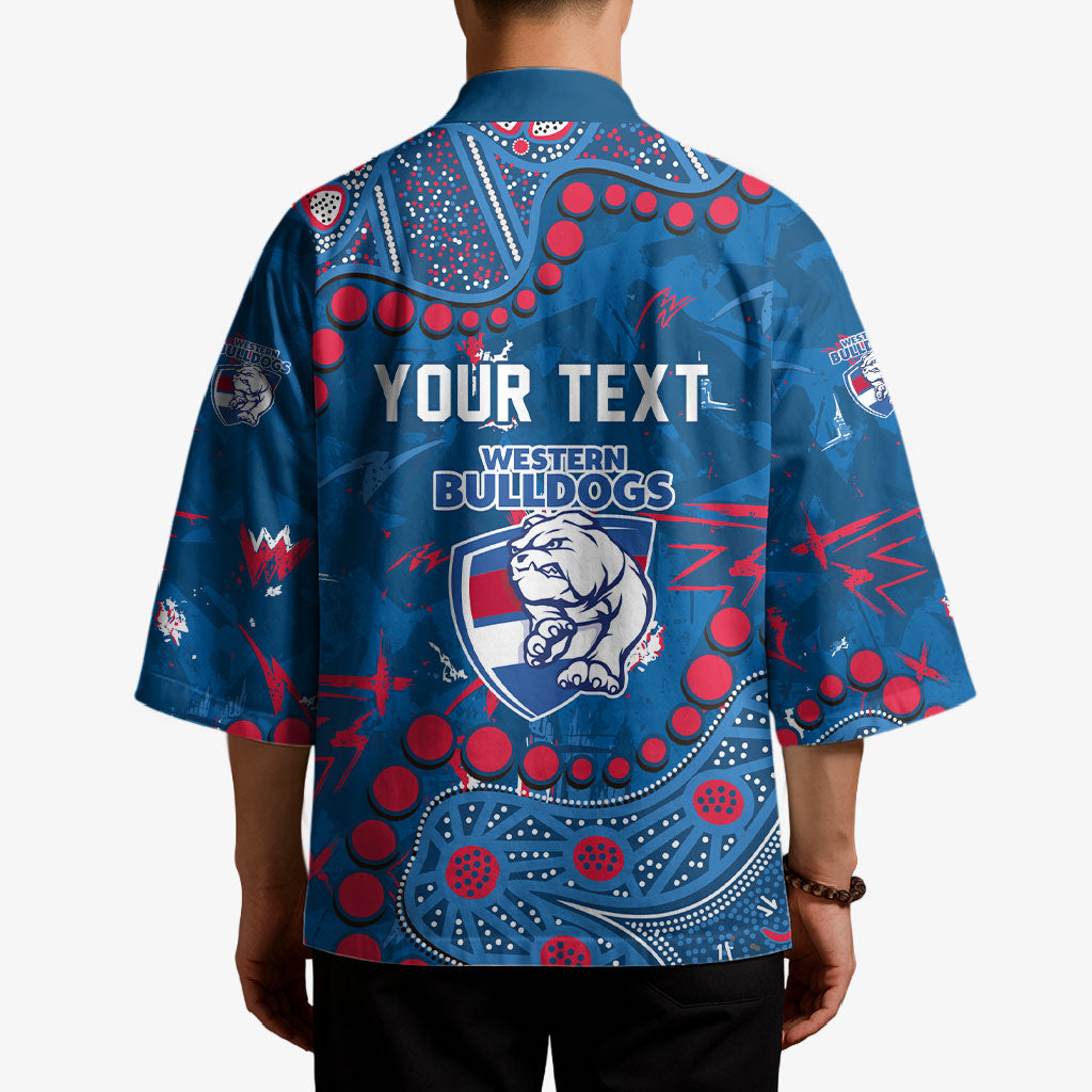 Personalized Western Bulldogs Kimono Aboriginal Pattern with Graffiti Style