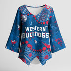 Personalized Western Bulldogs Kimono Sleeve Blouse Aboriginal Pattern with Graffiti Style