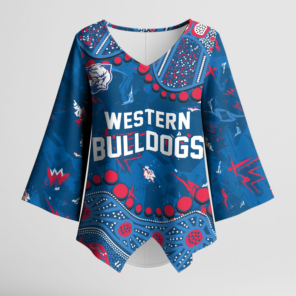 Personalized Western Bulldogs Kimono Sleeve Blouse Aboriginal Pattern with Graffiti Style