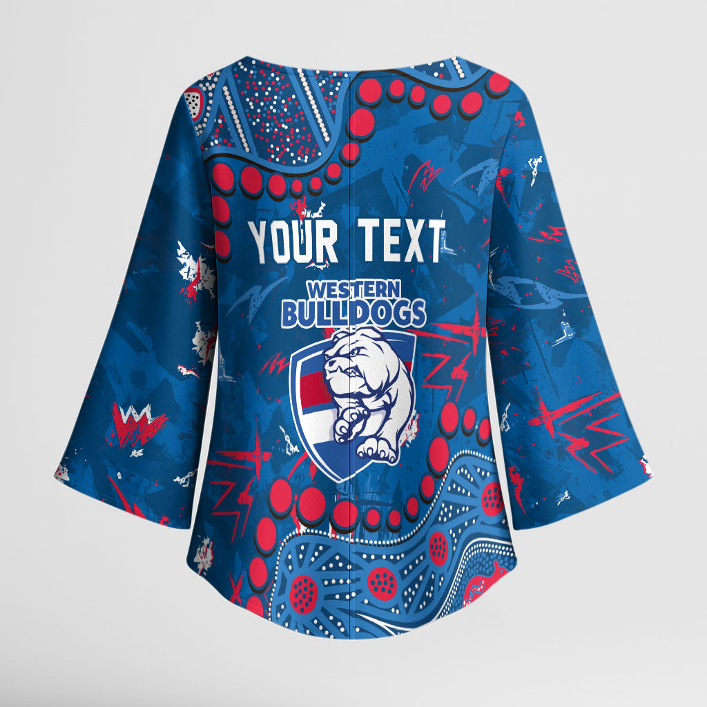 Personalized Western Bulldogs Kimono Sleeve Blouse Aboriginal Pattern with Graffiti Style