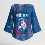Personalized Western Bulldogs Kimono Sleeve Blouse Aboriginal Pattern with Graffiti Style