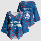 Personalized Western Bulldogs Kimono Sleeve Blouse Aboriginal Pattern with Graffiti Style