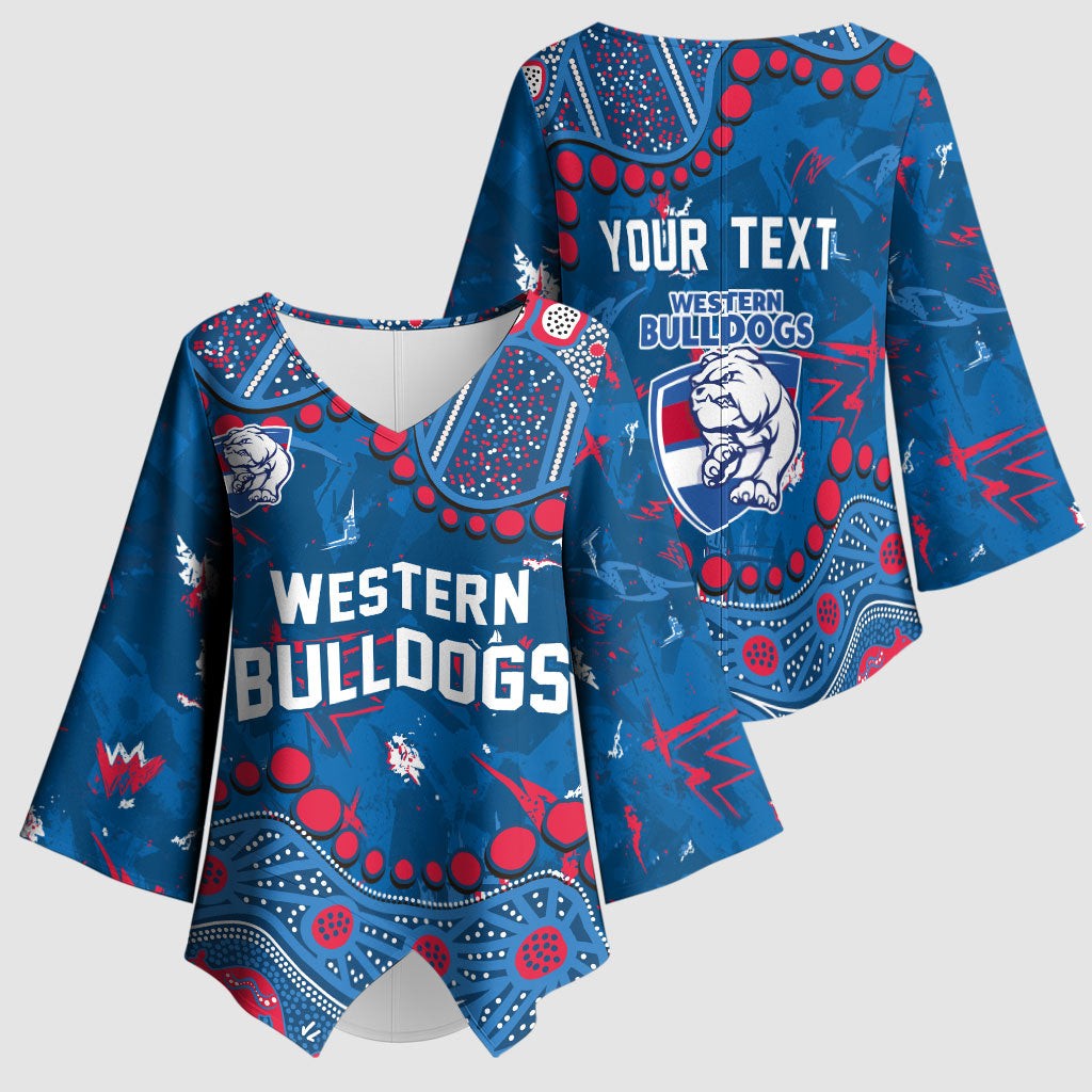 Personalized Western Bulldogs Kimono Sleeve Blouse Aboriginal Pattern with Graffiti Style