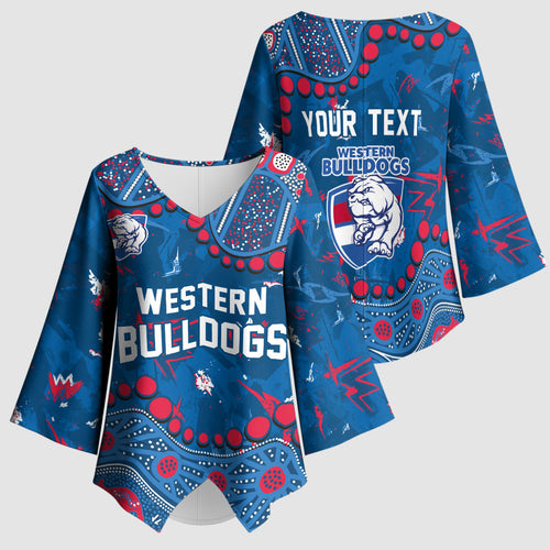 Personalized Western Bulldogs Kimono Sleeve Blouse Aboriginal Pattern with Graffiti Style