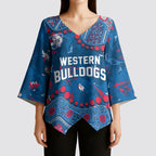 Personalized Western Bulldogs Kimono Sleeve Blouse Aboriginal Pattern with Graffiti Style