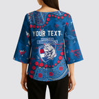 Personalized Western Bulldogs Kimono Sleeve Blouse Aboriginal Pattern with Graffiti Style