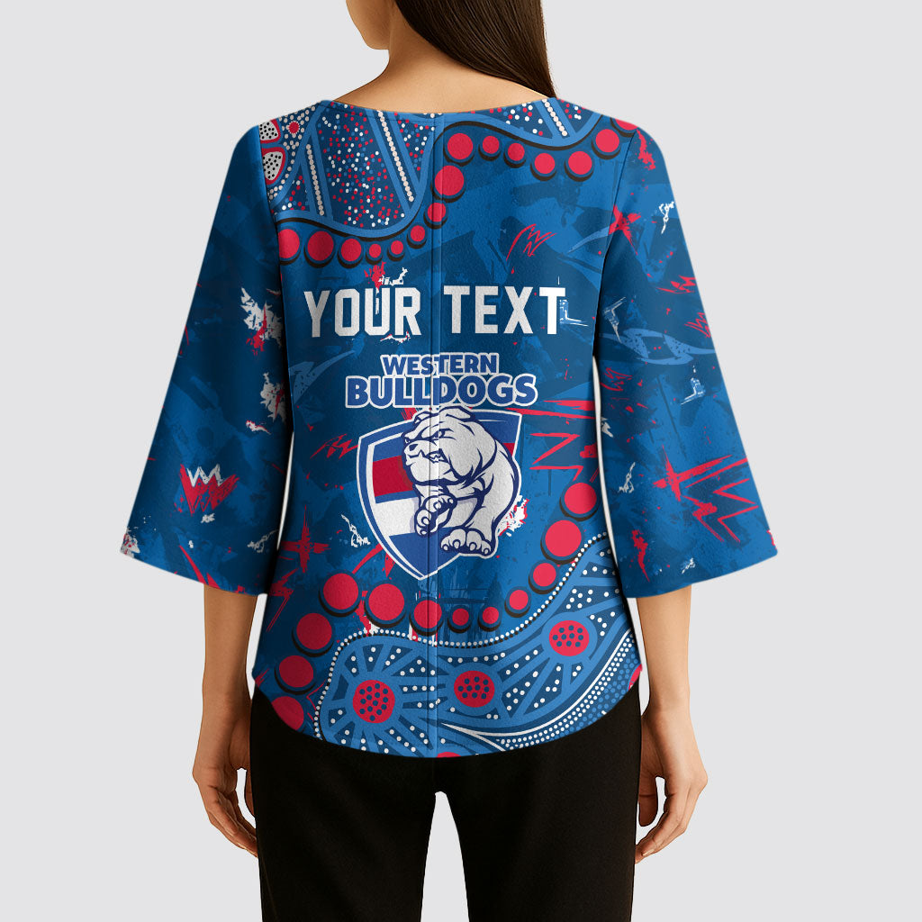 Personalized Western Bulldogs Kimono Sleeve Blouse Aboriginal Pattern with Graffiti Style