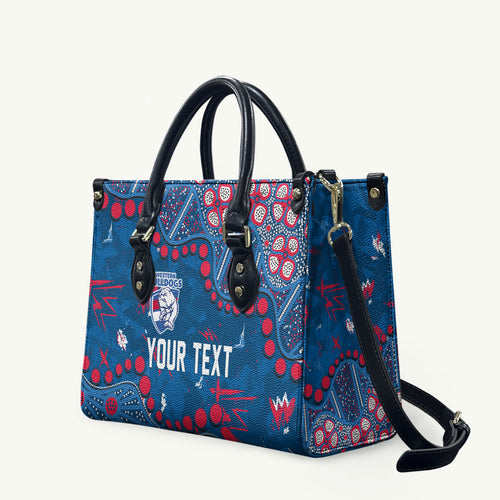 Personalized Western Bulldogs Leather Bag Aboriginal Pattern with Graffiti Style