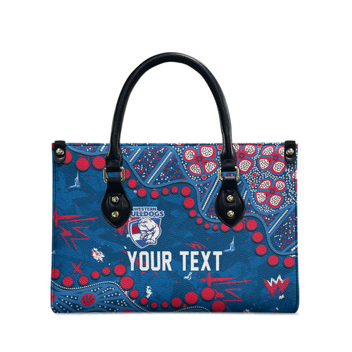 Personalized Western Bulldogs Leather Bag Aboriginal Pattern with Graffiti Style