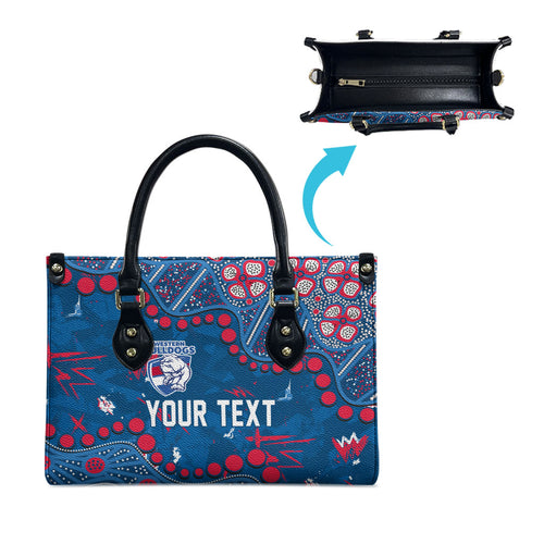 Personalized Western Bulldogs Leather Bag Aboriginal Pattern with Graffiti Style