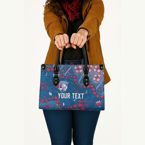 Personalized Western Bulldogs Leather Bag Aboriginal Pattern with Graffiti Style