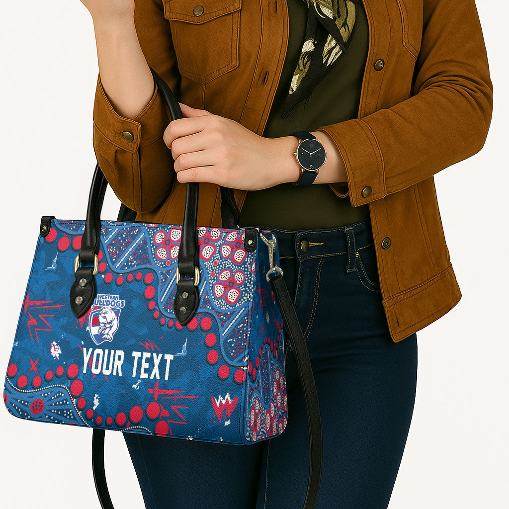 Personalized Western Bulldogs Leather Bag Aboriginal Pattern with Graffiti Style