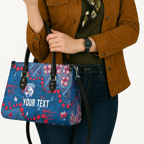 Personalized Western Bulldogs Leather Bag Aboriginal Pattern with Graffiti Style