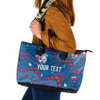 Personalized Western Bulldogs Leather Tote Bag Aboriginal Pattern with Graffiti Style