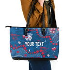 Personalized Western Bulldogs Leather Tote Bag Aboriginal Pattern with Graffiti Style
