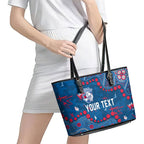 Personalized Western Bulldogs Leather Tote Bag Aboriginal Pattern with Graffiti Style