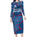 Personalized Western Bulldogs Long Sleeve Bodycon Dress Aboriginal Pattern with Graffiti Style