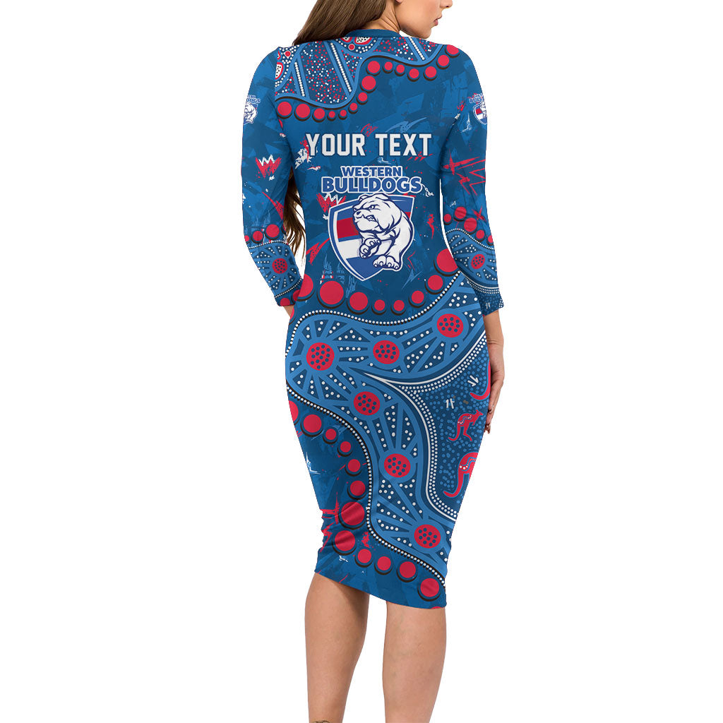 Personalized Western Bulldogs Long Sleeve Bodycon Dress Aboriginal Pattern with Graffiti Style