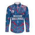 Personalized Western Bulldogs Long Sleeve Button Shirt Aboriginal Pattern with Graffiti Style