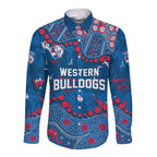 Personalized Western Bulldogs Long Sleeve Button Shirt Aboriginal Pattern with Graffiti Style