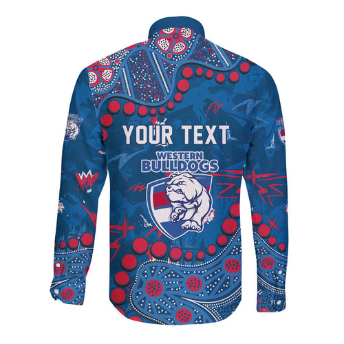 Personalized Western Bulldogs Long Sleeve Button Shirt Aboriginal Pattern with Graffiti Style