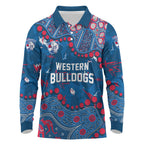 Personalized Western Bulldogs Long Sleeve Polo Shirt Aboriginal Pattern with Graffiti Style