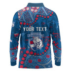 Personalized Western Bulldogs Long Sleeve Polo Shirt Aboriginal Pattern with Graffiti Style