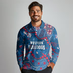 Personalized Western Bulldogs Long Sleeve Polo Shirt Aboriginal Pattern with Graffiti Style