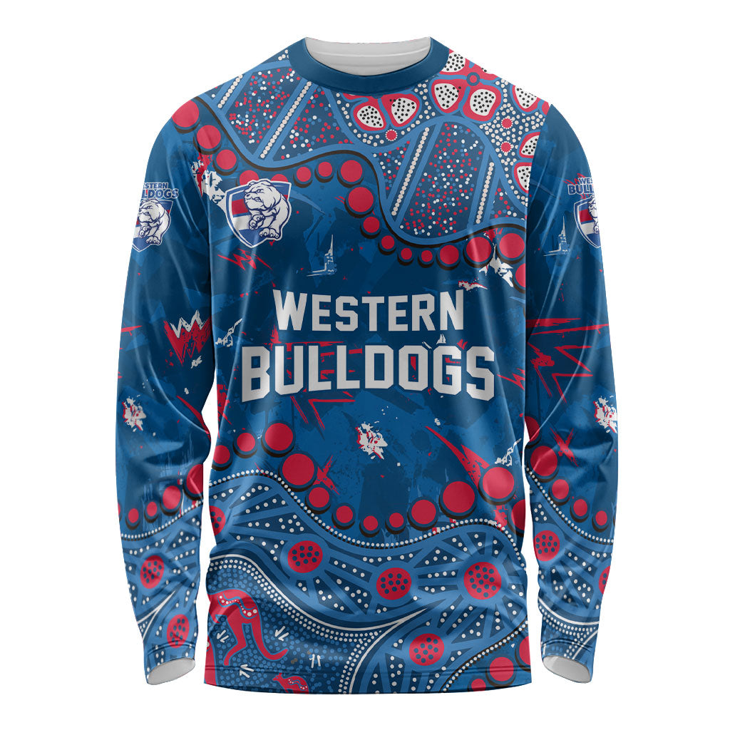 Personalized Western Bulldogs Long Sleeve Shirt Aboriginal Pattern with Graffiti Style