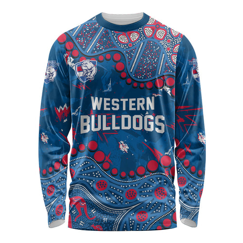 Personalized Western Bulldogs Long Sleeve Shirt Aboriginal Pattern with Graffiti Style