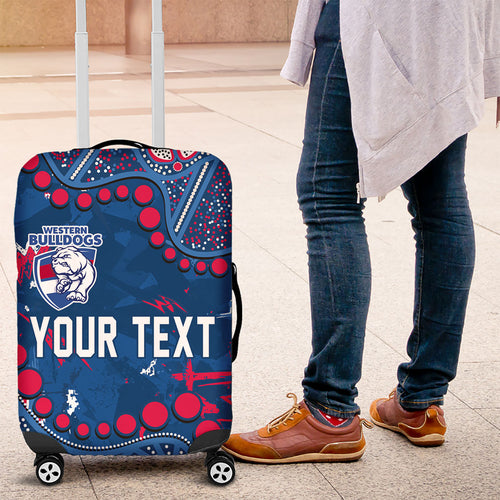 Personalized Western Bulldogs Luggage Cover Aboriginal Pattern with Graffiti Style