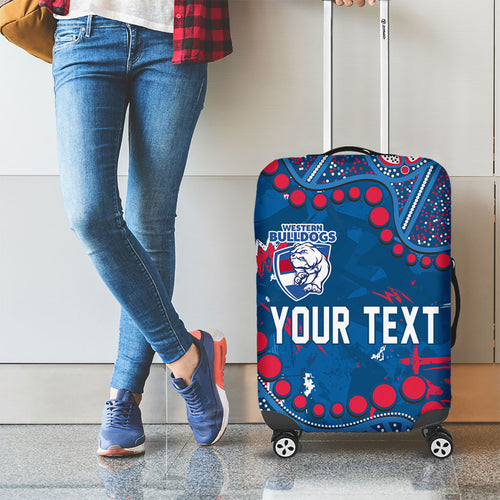 Personalized Western Bulldogs Luggage Cover Aboriginal Pattern with Graffiti Style